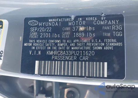 2023 Hyundai Venue Sel z USA, uszkodzony, nr VIN KMHRC8A33PU211620